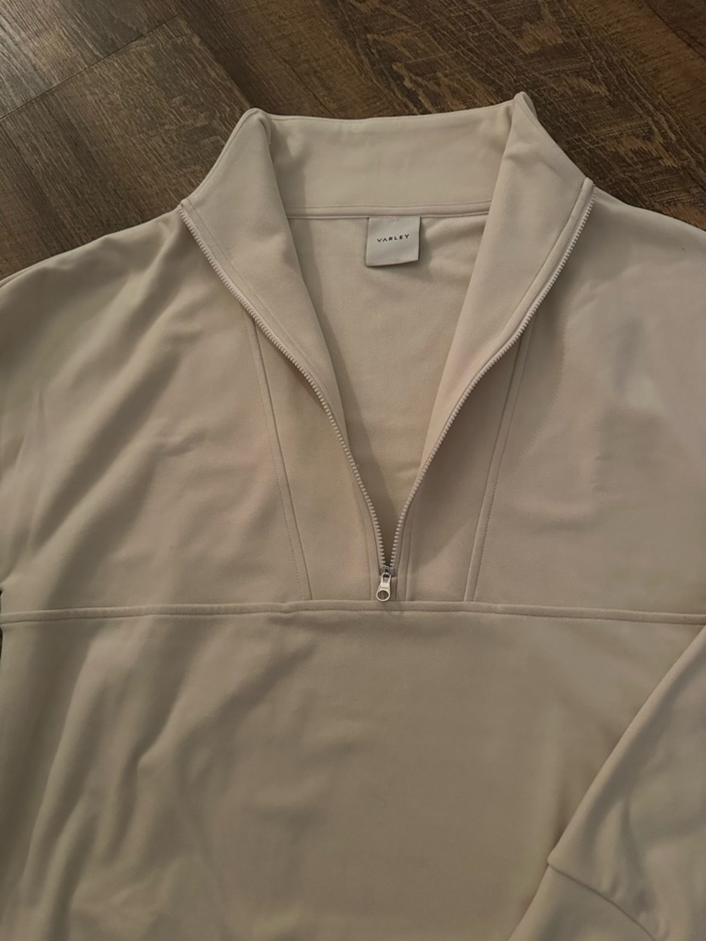 Varley Neutral Zip-Neck Pullover in Beige